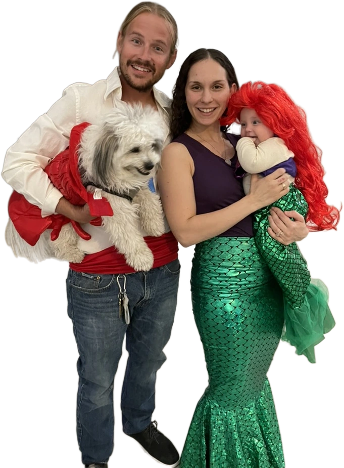Seth and Mandy dressed as The Little Mermaid family